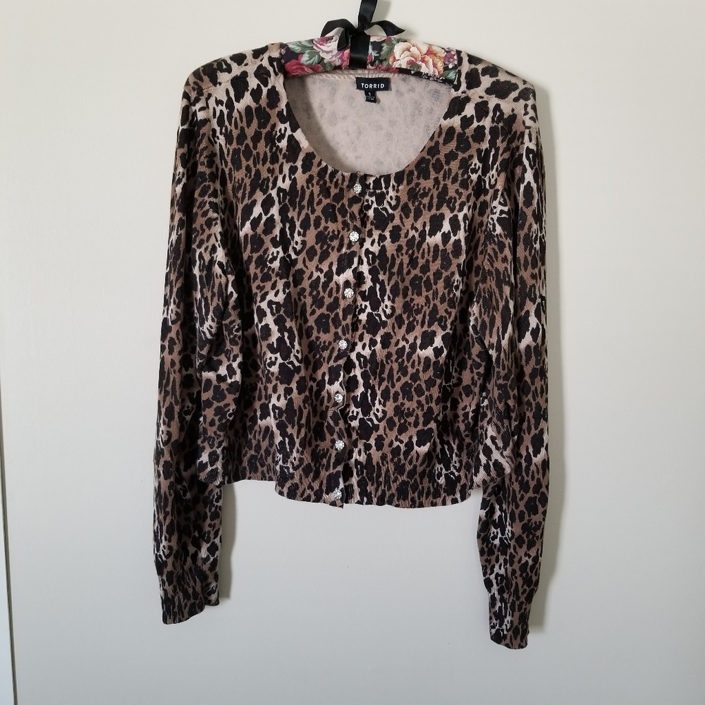 Torrid animal print cardigan